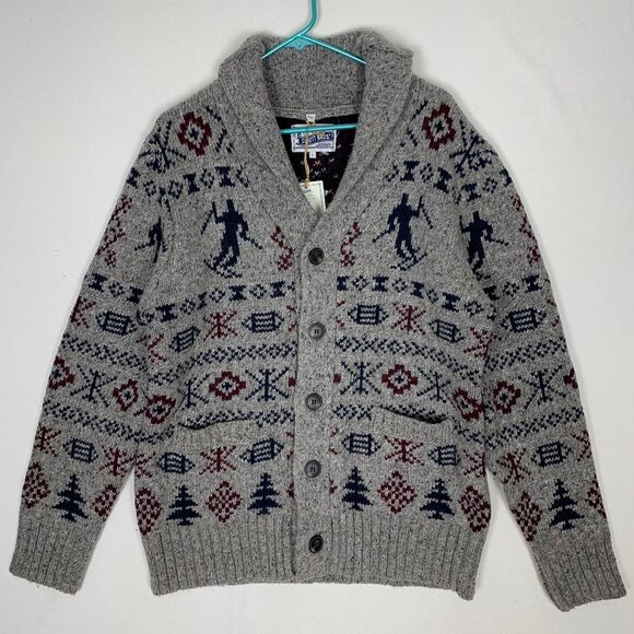 Schott Bros. Bromley Wood Blend Shawl Collar Cardigan Gray Large NWT - Picture 1 of 7